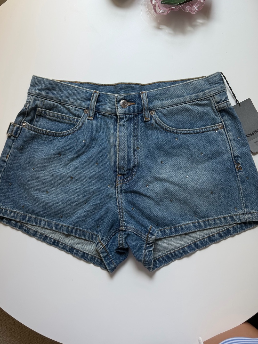 Zadig & Voltaire Denim Shorts with Rhinestones